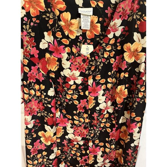 White Stag Women's Plus 26W Maxi Dress Rich Black with Floral Print Button Front - Picture 2 of 9